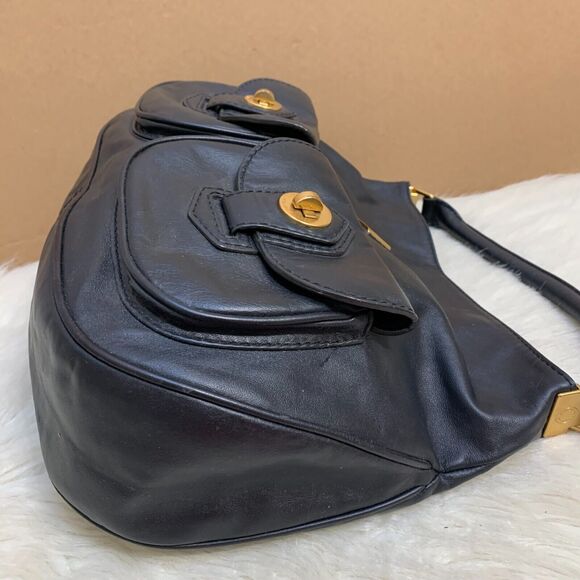MARC JACOBS Vintage Black Leather Totally Turnlock Double Pocket Slouch Hobo - Picture 7 of 16